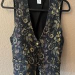 Vintage Maggie Sweet Denim Vest Embellished Button Front Size Medium Made in USA Black Photo 0