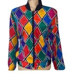 Alia Multicolored Diamond Design Bomber Jacket size Large Photo 0