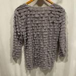 Elementz Y2K gray stretchy mesh ruffle stripe shiny bling top stretchy Photo 3