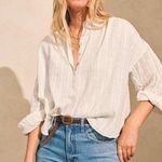Faherty 100% Organic Cotton Olli Top in Egret Size Medium Photo 0