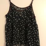 Eyelash Couture Black Sheer Flowy Tank Top Photo 1