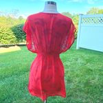 Papaya  Semi Sheer Paisley Tunic Top Photo 9