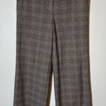 Loft ‎ Plaid Wide Leg Trousers Career Casual Modern Work Pants Brown Tan Size 6 Photo 0