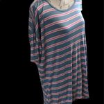 LuLaRoe  Striped Blouse Small Hi-Low Short Sleeves Photo 5