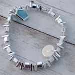 Bomb Party Silver Tone & Blue Single Bracelet Photo 4