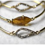 Source Unknown Modern Stylish 3 Stackable Gold Tone Amber Stone Rhinestone Accents 5" Bracelets Photo 2
