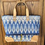 Stella & Dot  Getaway Bag Blue Ikat Travel Carry On Expandable Weekender Photo 6