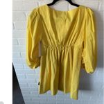 STAUD Sophie Yellow Square Neck Babydoll Mini Dress summer party $250 designer Gold Photo 8