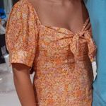 Showpo  orange floral mini dress puff sleeve Photo 0