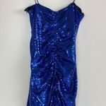 ZARA  Sparkly Blue Draped Spaghetti Strap Mini Dress Size small Blogger Photo 5