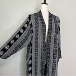 Angie Boho Black White Floral Cover Up Kimono Cardigan Photo 2