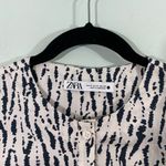 ZARA  ZW Collection Black & White Printed Cap Sleeve Button Up Dress Size M Photo 3
