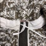 Free People  Poncho Shawl Hoodie Olive Green White Oversized Sweater Womens Med Photo 1