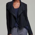 Vince Frayed Edge Knit Moto Jacket Top Dark Navy Size Small Photo 0
