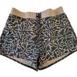 prAna Womens Floral Print Athletic Shorts Zipper Pocket Large No Liner Tan Black Photo 0