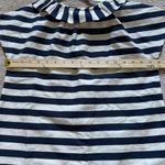 Ann Mashburn  Linen Cotton Top Size XS Navy Blue White Ruffle Tie Blouse Cap Photo 10