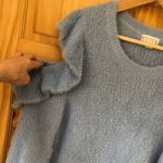 VICI Blue Moon fuzzy cozy boho ruffled open shoulder sweater size L Photo 26