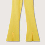 Mango MNG Side Slit Knit Pants Yellow NWT Large Photo 9