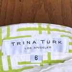 Trina Turk Stretch Cotton Geometric Print Mid-Rise 7" Shorts Green White Size 6 Photo 5