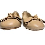 Ann Taylor Leather Ballet Flats 8.5M Nude Beige Bow Round Toe Slip On Photo 1
