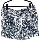 Liz Claiborne Womens Floral Print Sloane Shorts Linen Cotton Blend Navy Blue 18W Photo 0