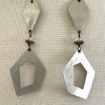 Chandra Champagne silver tone geometric statement earrings Photo 0