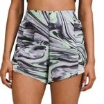 Lululemon Green Gray Black Marble Pattern Lined Hotty Hot Shorts - Size 10 Photo 1