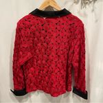 D&Y Vintage 80’s tuxedo rad 3D swirl mesh black collar french cuff zip front jacket Photo 3