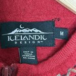 Icelandic Design Boiled Wool Jacket Womens Size M Embroidered Zip Sweater Pocket Red Size M Photo 5