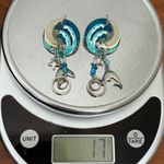 Rare LUNCH At The RITZ Blue Dolphin Dance Dangle Whimsical Earrings 17g. Photo 9