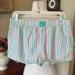 Pajama Shorts Pink Lime Green Striped Size M Photo 0