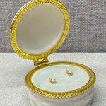 Elegant Signed 14k 1/20 GF Gold Filled Marquise CZ Solitaire Stud Earrings White Photo 0