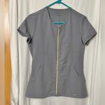 Jaanuu  Gray Gold Zip Scrub Top Size XS Photo 1