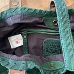 Lucky Brand Olive Green Soft Italian Leather Laced Hobo Tote Book Shoulder Bag Photo 9