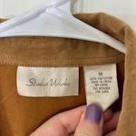 Studio Works EUC Vintage women’s faux suede tan pleated button front shirt M Photo 3