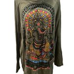 Lokazu Austin Elephant Woman Graphic Art Lightweight Long Sleeve Hoodie Tunic L Green Size L Photo 0