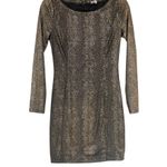 NIKIBIKI bodycon black/golden short dress size Small long sleeves NWOT Photo 0