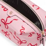 Pink and Red Cosmetic Bag with Bow Pattern Photo 2