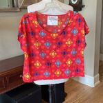 Urban Outfitters Upson Downes Crop Top Womens Red Tribal Oversized Aztec Photo 2