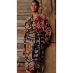 Farm Rio Sweet Mermaids Paisley Satin Shirt Midi Dress Multi Color Size Small Photo 1