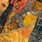 Vintage CAROLE LITTLE Blazer Women 16 Patchwork Art To Wear Oversized Rayon USA Red Photo 2