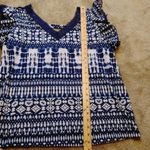 Bobbie & Brooks Bobbie Brooks 1X Plus Size Blue White Lace Cut Out Blouse Top Frill Short Sleeve Photo 3