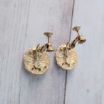 Vintage Napier Clip On Earrings Gold Tone Sand Dollar 0.75" Photo 4