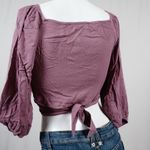 Miou Muse Boho Wrap Criop Top Blouse Woman's Purple Size 4 Photo 3