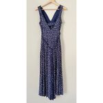 Anthropologie Tallulah Wide-Leg Jumpsuit 4 Petite Navy Blue Polka Dot Romper Photo 6