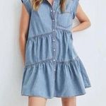 Veronica Beard EUC Harrow Cotton Chambray Denim Tiered Mini Dress Sz 14 Photo 0
