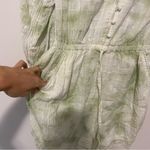 Aerie White and Green Tie Dye Button Front Linen Blend Romper Small Photo 6