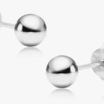 Boutique NEW Rhodium 925 Sterling Silver Ball Stud Earrings Classic Round‎ Sphere, 6mm Photo 0
