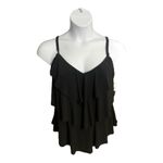 Aqua Green  Black Tankini Top Plus Size 1X Adjustable Straps Swimwear  Ruffle Photo 1