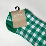 J.Crew Women's Ankle Gingham Green and White Plaid Print Socks OS Photo 4